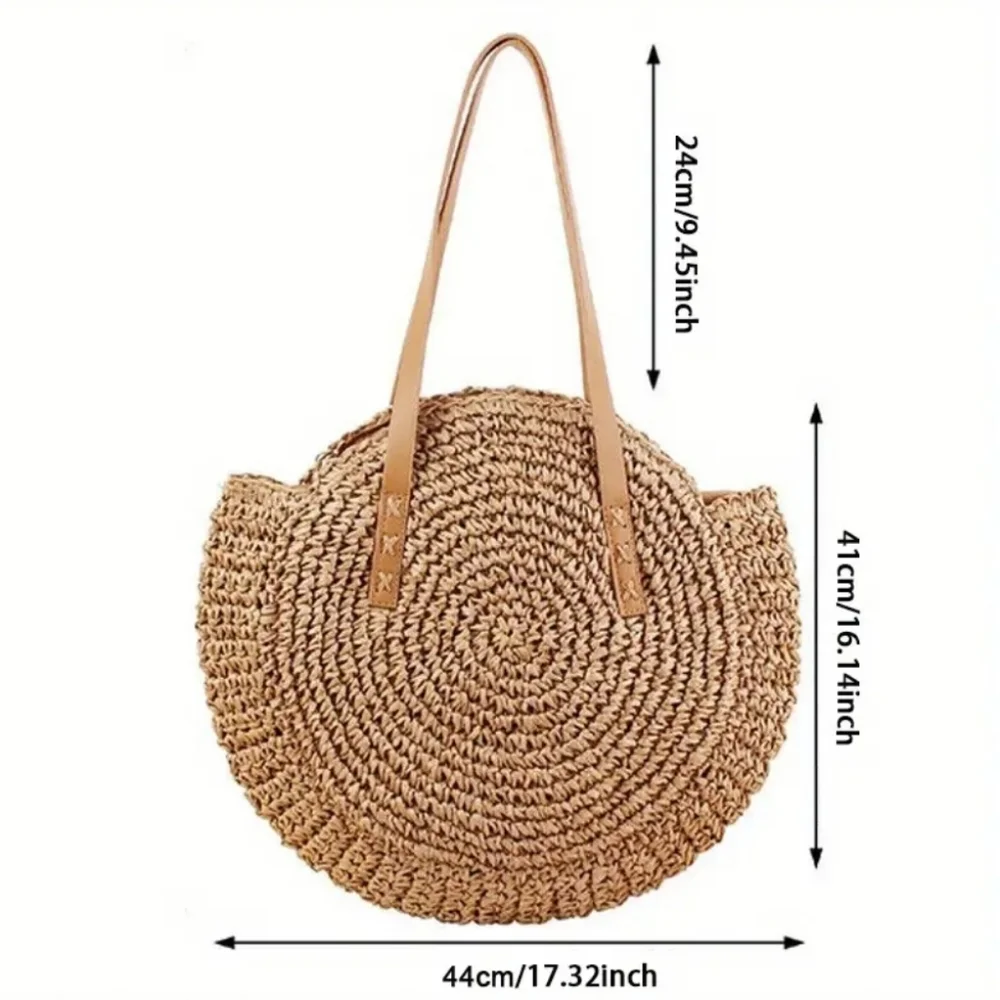 Straw Woven Tote Bag Double Handle